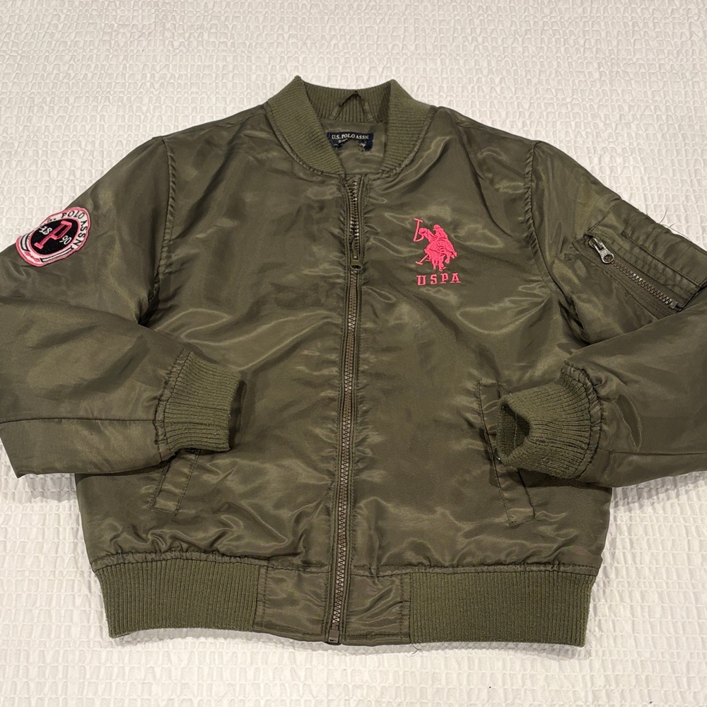 U.S. Polo Assn. Kids Olive Green Bomber Jacket